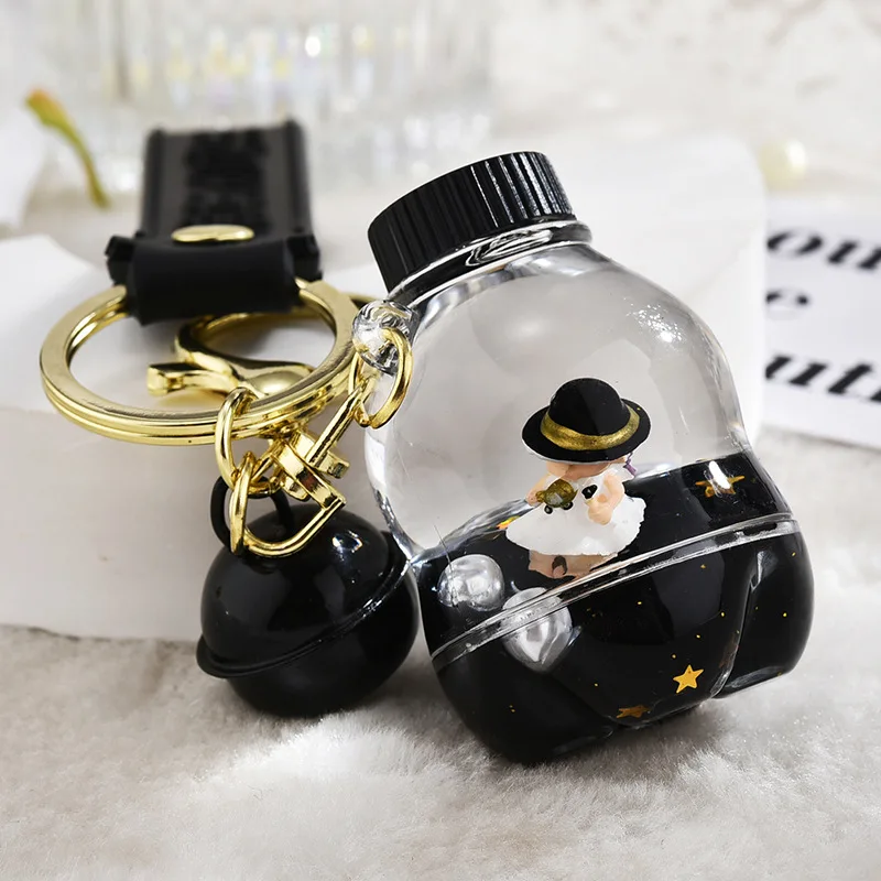Мультяшный черный чай с молоком милая девушка плавающий жидкий брелок для сумки