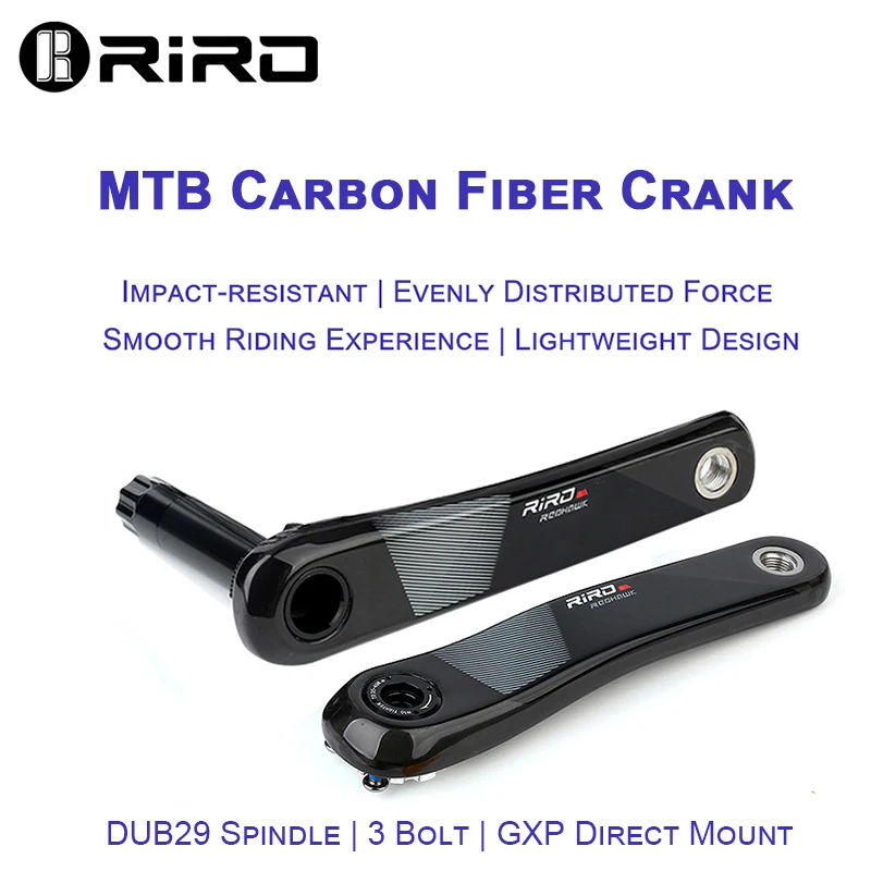 Фото Карбоновый шатун RIRO Red Hawk MTB |   170 мм |   DUB29 |   3 болта для прямого крепления 32~38T |   Крэнк 425G |   Корона 70G |   BB 85G |   10~12S №1