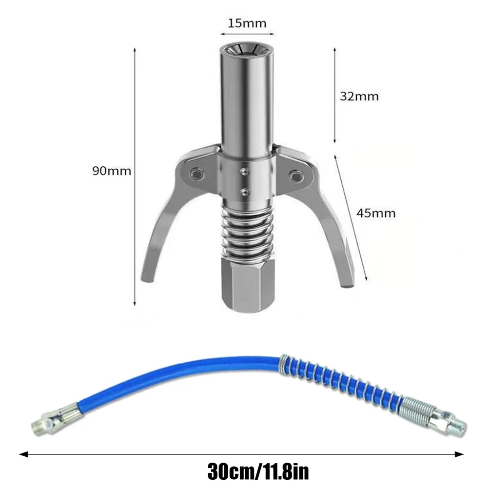 

Grease-Gun Hose Kit Double Handle Self-Locking Grease Coupler Heavy-Duty Quick Release For All SAE And Zerk Metric Accessories