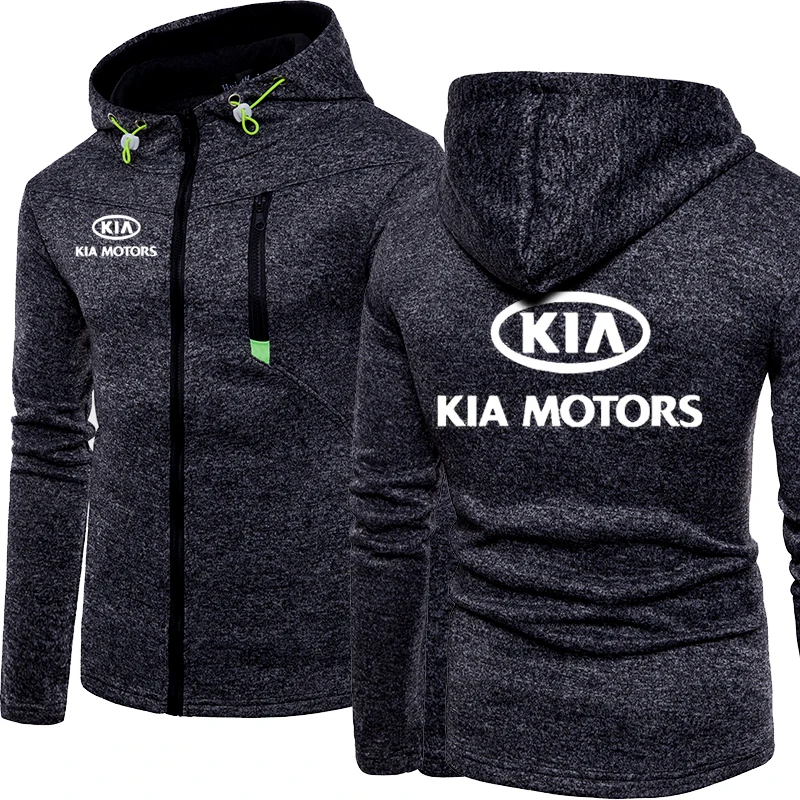 

New Spring Autumn Men's Fashion KIA Motors Logo Hoodie Casual Fleece Cardigan Long Sleeve Hip-Hop Harajuku Zipper Hoody Jacket