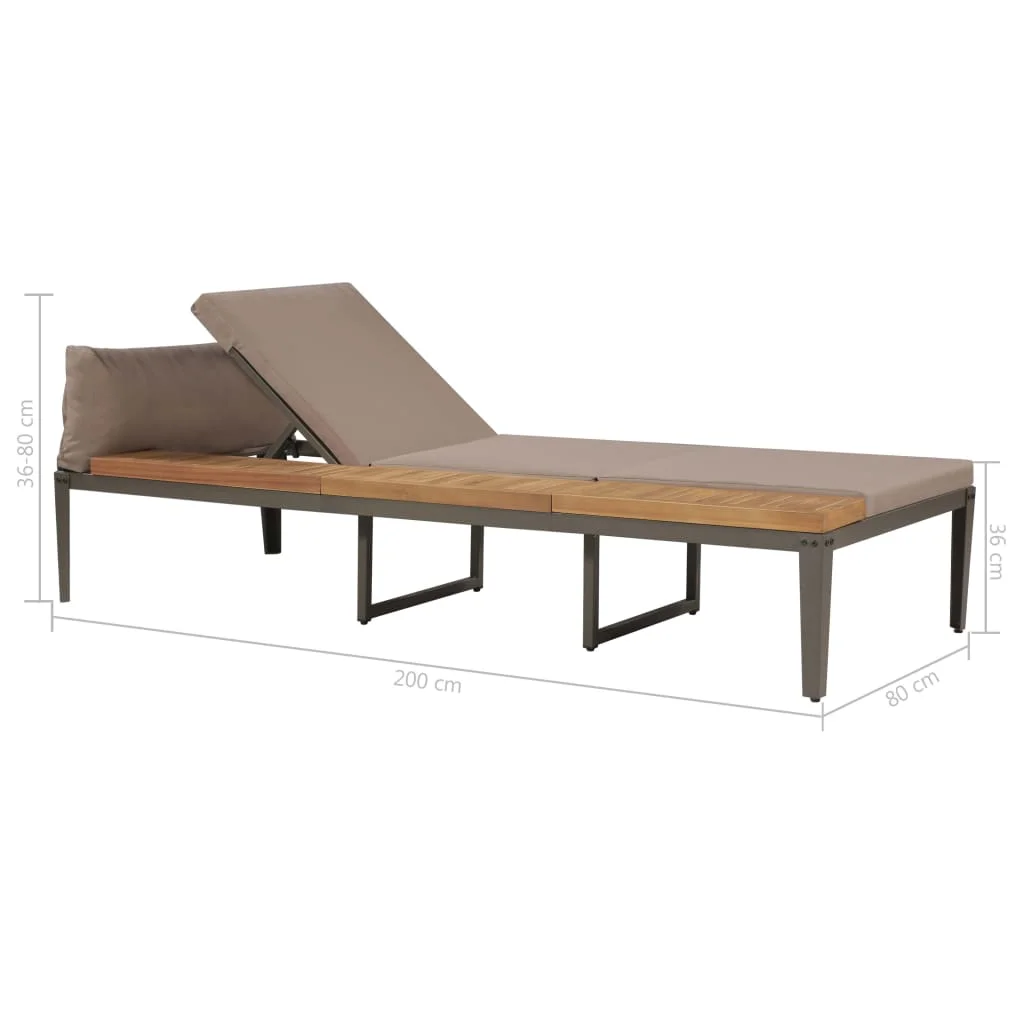 

Outdoor Patio Garden Sun Lounger Lounge Chairs Pool Outside Deck with Cushions Solid Acacia Wood Brown