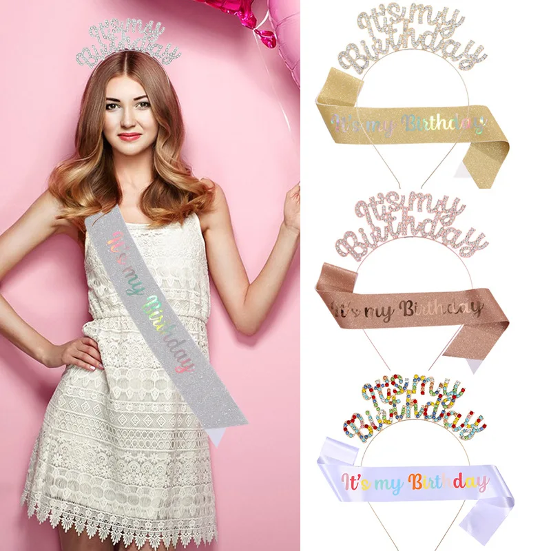 

Happy Birthday Hair Hoop It's My Birthday Shoulder Strap Happy Birthday Headband Decor Birthday Party Headgear for Girls Women
