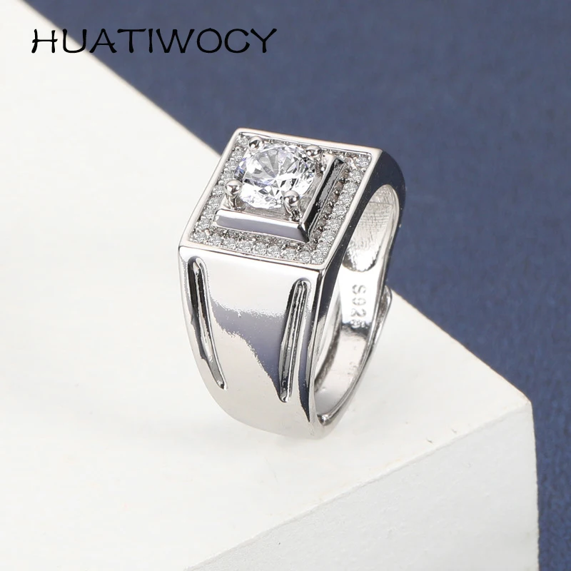 

New Arrival Men Ring 925 Silver Jewelry Ornaments with Zircon Gemstone Open Finger Rings for Wedding Party Bridal Gift Wholesale