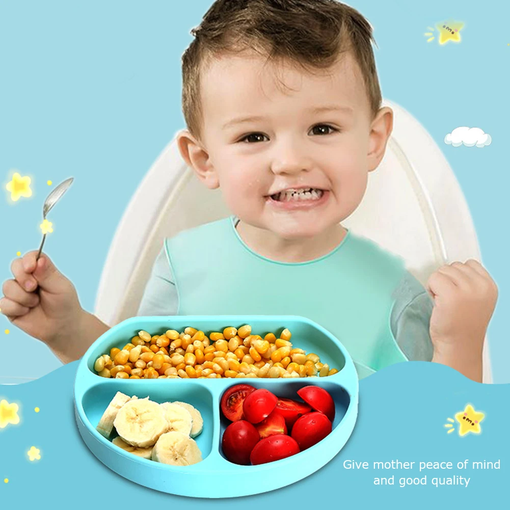 

Baby Food Plate Safety Elastic Oil Resistance Feeding Bowl Dish Fruit Plate
