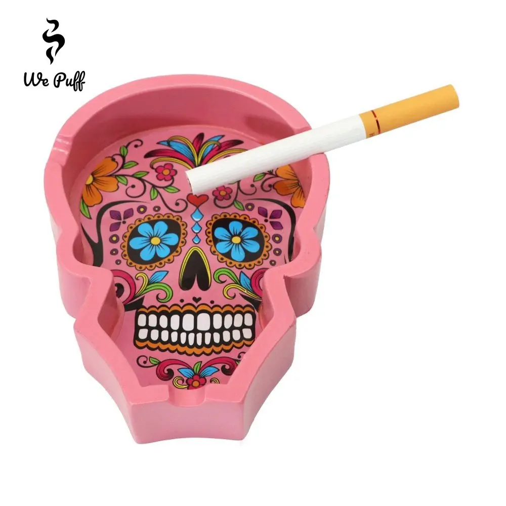 

WE PUFF Cool Skull Smoking Pipe Ashtray Portable Resin Refractory Cigar Cigarette Ash Tray Cenicero Cinzeiro Desk Accessories