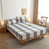 modern simple style bed sheet check the fitted belt elastic fixation stain and wrinkle resistant portable bedspread 100 cotto
