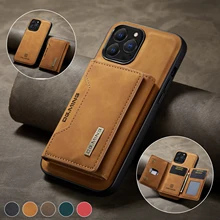 2 In 1 Detachable Magnetic Leather Case for IPhone 14 Pro Max 15 13 12 11 Xs XR 7 8 Plus Se2020 Wallet Cover Cards Holder Pocket