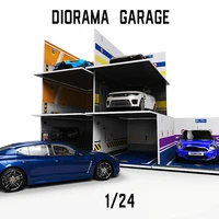 diorama garage 124 scale car toys display case pvc parking lot model simple stitching simulation miniature parking space scene