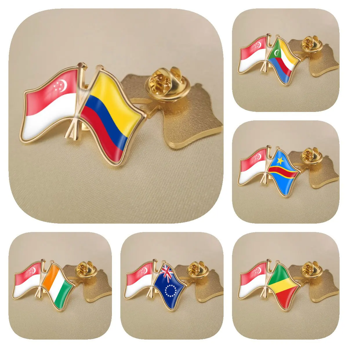 

Брошь в виде Коморской Республики, Конго, Острова Кука, Кот-д 'Ивуар