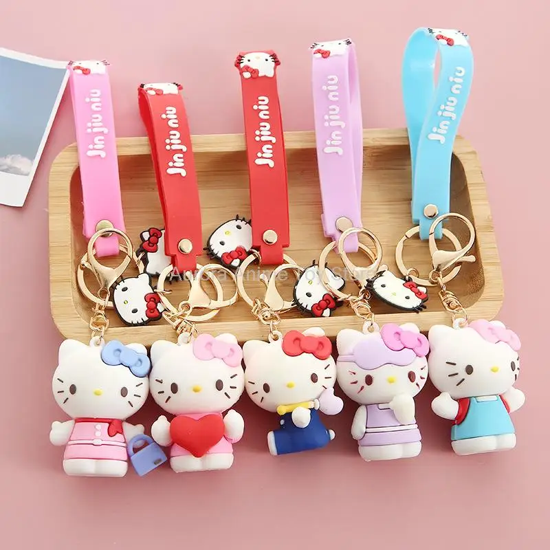 

Anime Cartoon Kawaii Hello Kitty Sanrio Kuromi Mymelody Pendant Keychain Holder Key Chain Car Keyring Mobile Jewelry Kids Gifts