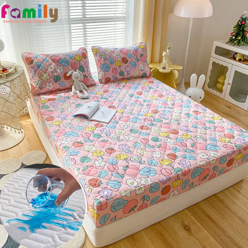 

Waterproof Quilted Mattress Cover Beautiful Flower Pattern Fitted Sheet for Adult Child Twin Full Quuen King Size 180*200 Sheet
