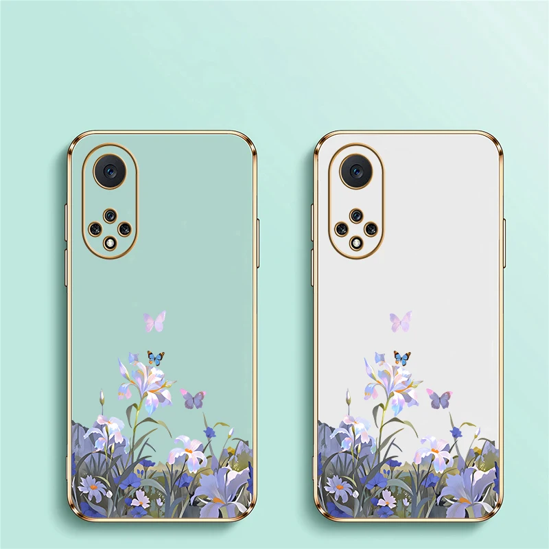 Защитный чехол для телефона Huawei Nova 3i 4e 5T 5i Y70 Plus 9 7i 8i 7 6 SE с цветочным и бабочковым узором, силиконовый, с покрытием (art.: 3920d9369b6b1) - 3920d9369b6b1