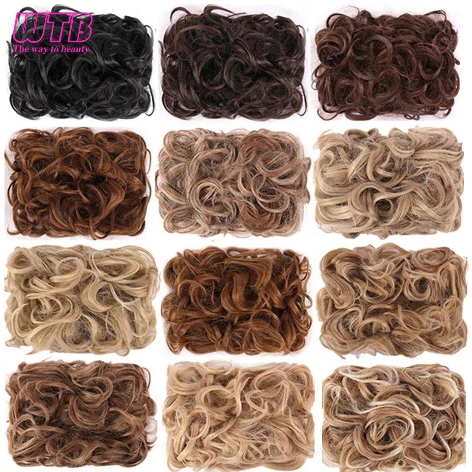 Синтетический беспорядочный большой пучок волос вьющийся шиньон с расческой на