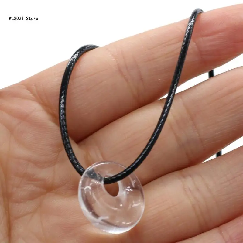 

Healing Crystal Necklace Gemstones Amulet Lucky Coin Round Charm Protection