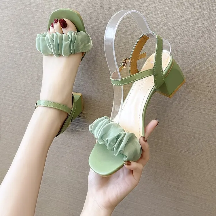 

2022 Summer Ladies Sandals Square Heel Middle Heel Ladies Sandals Open Toe Square Toe Comfortable Fashion Ladies Sandals