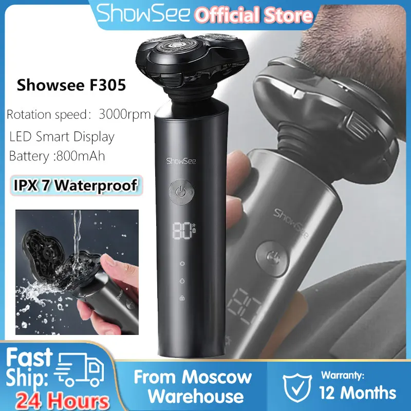 Showsee F305 Electric Shaver For Men Electr Shaver 3 Head Razor Waterproof Shaving Machine Rechargeable Beard Trimmer For Man