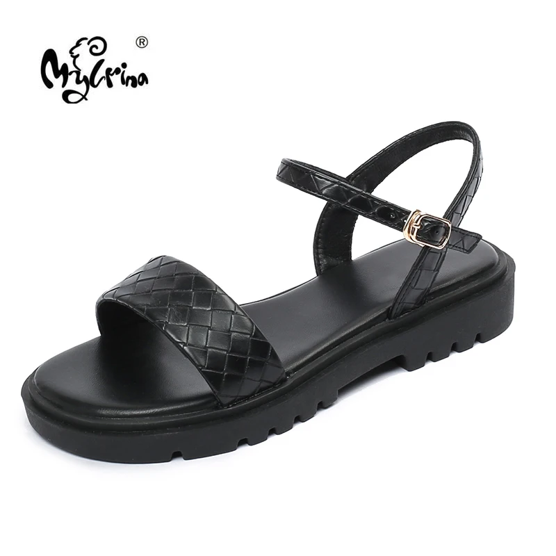 

MYLRINA 2022 Summer Women Sandals New Fashion Open Toe Sandals Vintage Anti-slip Patent Leather Casual Female Roman Beach Shoes