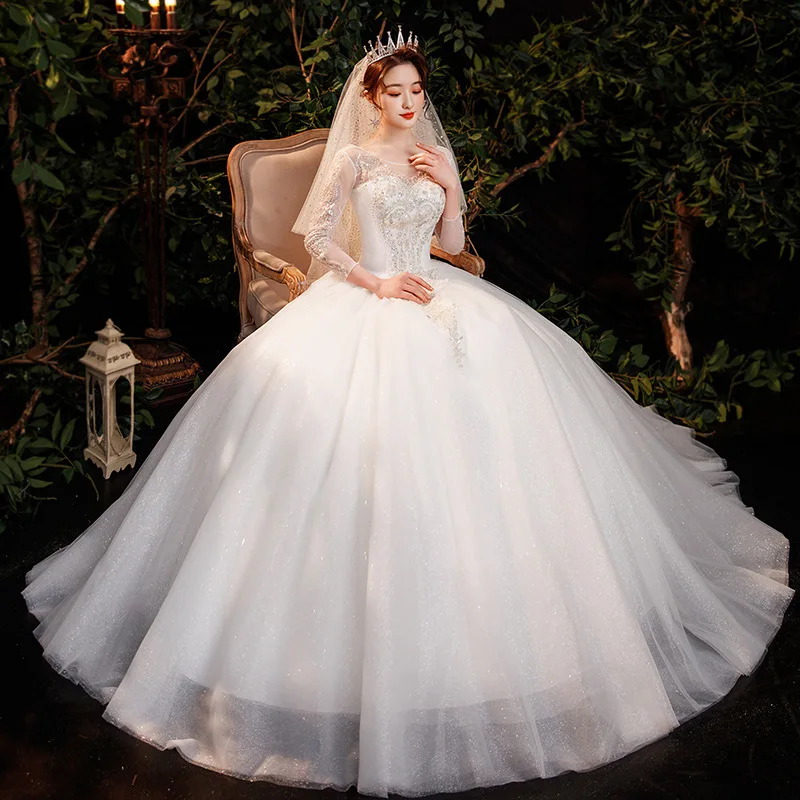 Sonder кружевные свадебные платья с круглым вырезом осеннее платье рукавами три