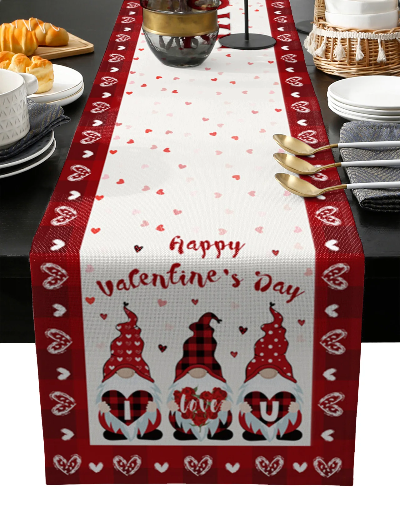 

Valentine Heart Gnome Table Runner Wedding Festival Table Decoration Home Decor Kitchen Table Runners Placemats