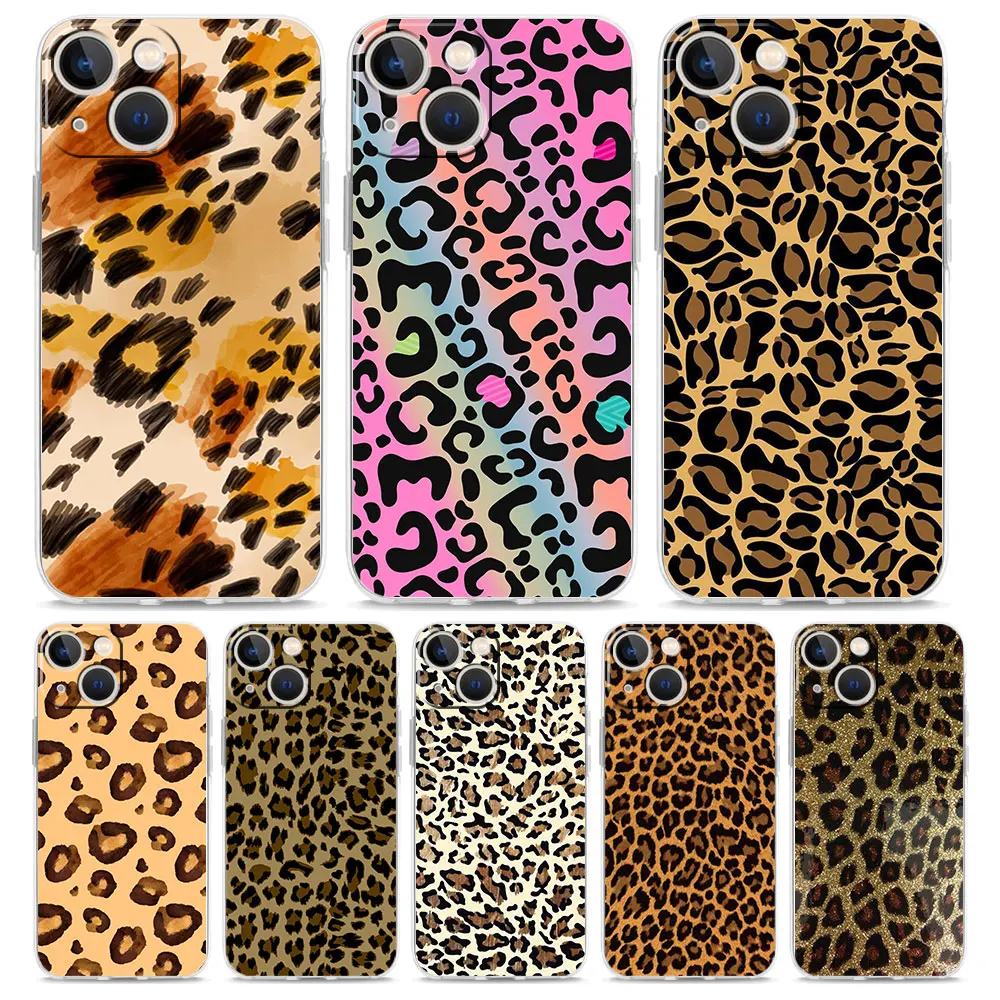 

for Apple iPhone 13 Pro Max 12 Mini Soft TPU Capa 7 8 Plus 6 6S+ 5 5S X XS XR Phone Case iPhone 11 Leopard Print Pattern Shell
