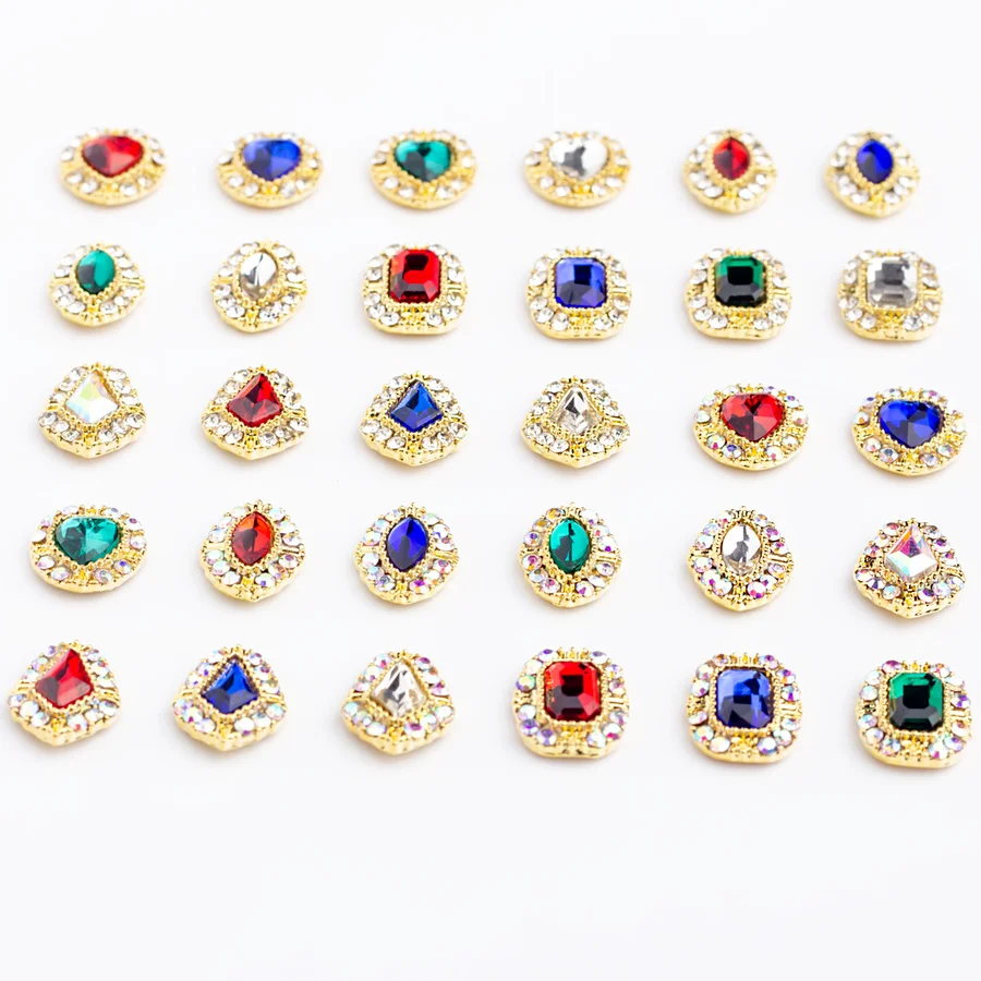 

5Pcs 3D Flash Nail Art Decoration Luxury Nails Rhinestone Accessories Square Heart Rectangle Crystal Glass Gem Manicure Charms