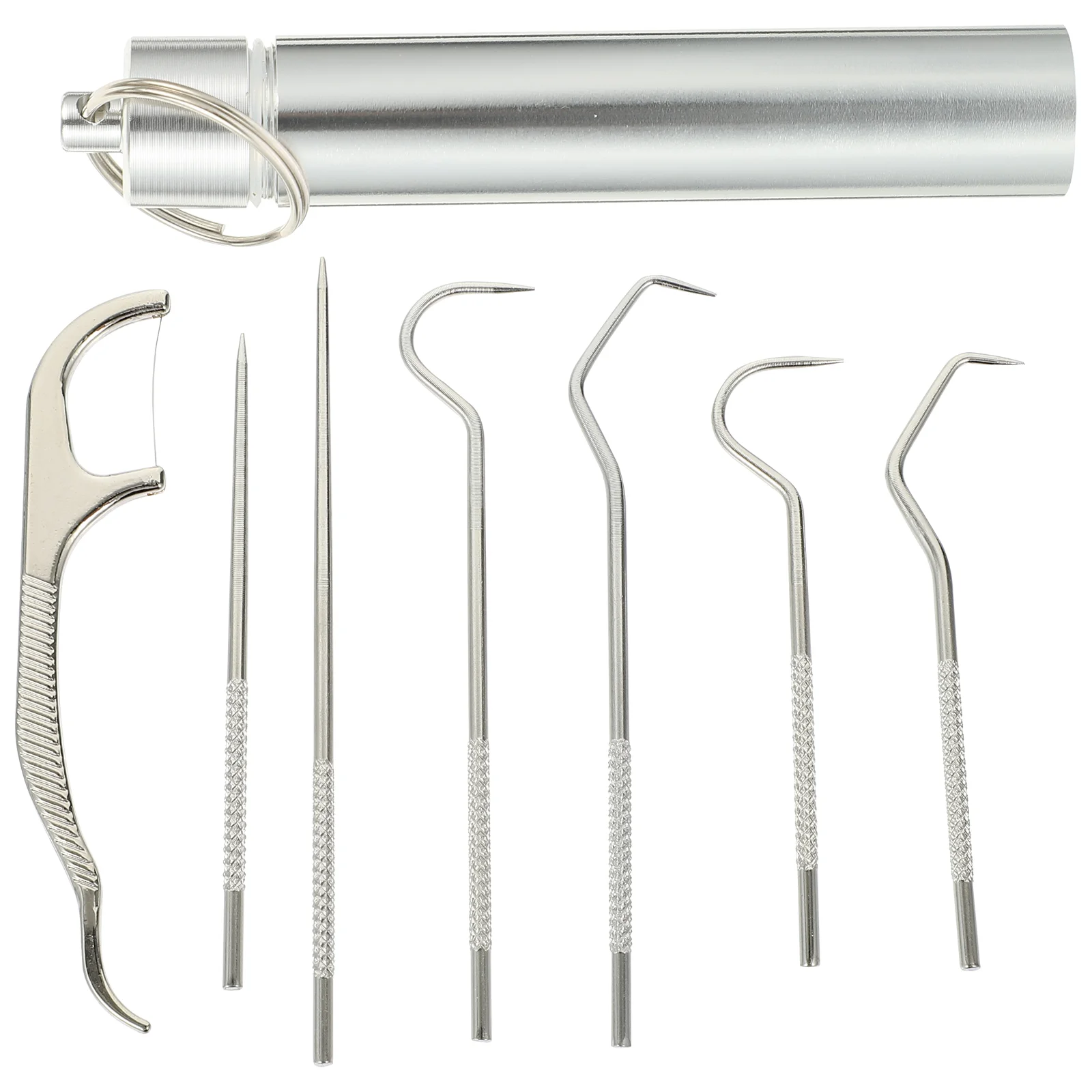 

Toothpick Set Metal Pick Kit Stainless Toothpicks Steel Reusable Tooth Holder Remover Plaque Teeth Keychain Picks Professional