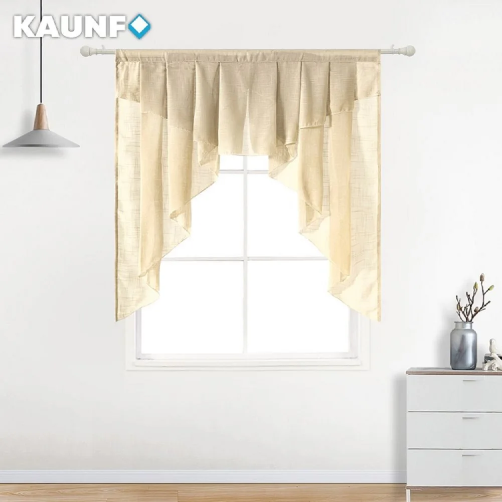 

KAUNFO Solid color tulle small valance jacquard craft decoration ins net red wind suitable for kitchen cafes and restaurants