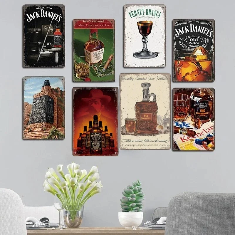 Винтажный Постер С Виски Металлическая Жестяная Вывеска Ведро Для Льда Сигара