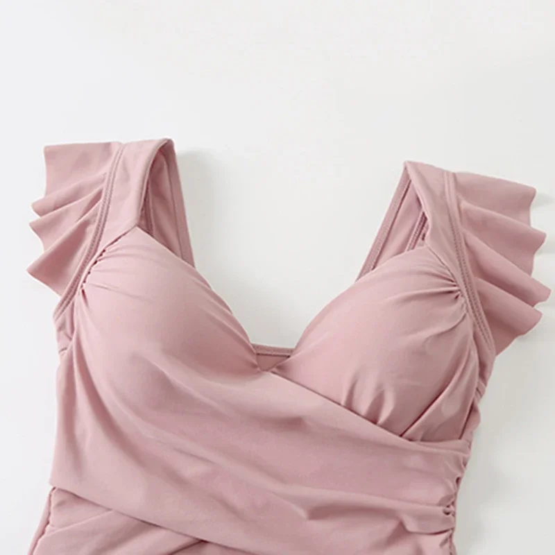 Цельный купальник корейский женский однотонный купальный костюм сексуальный