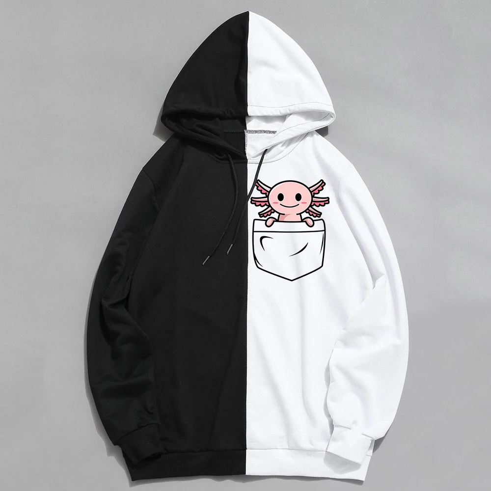 

Men's Oversized Hoodies Pocket Axolotl Print Sweatshirt Women Clothes Unisex Streetwear Casual Tops Camiseta Oversize Hombre