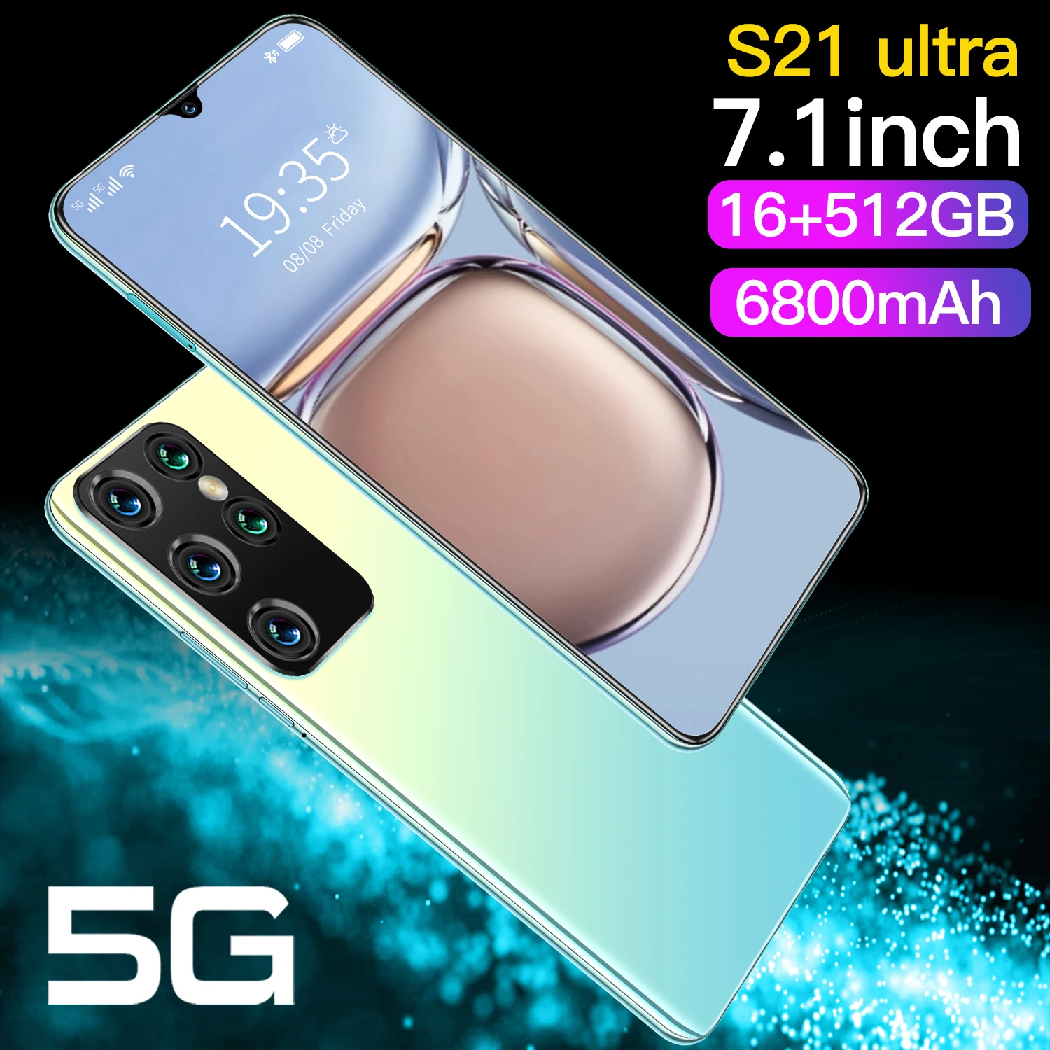 

Mobile Phone S21 Ultra Smartphone 4G Celular Android 10 Dual Card 6800mAh 7.1 Inch HD Smartphone 10 Core 16GB 512GB 5G Cellphone