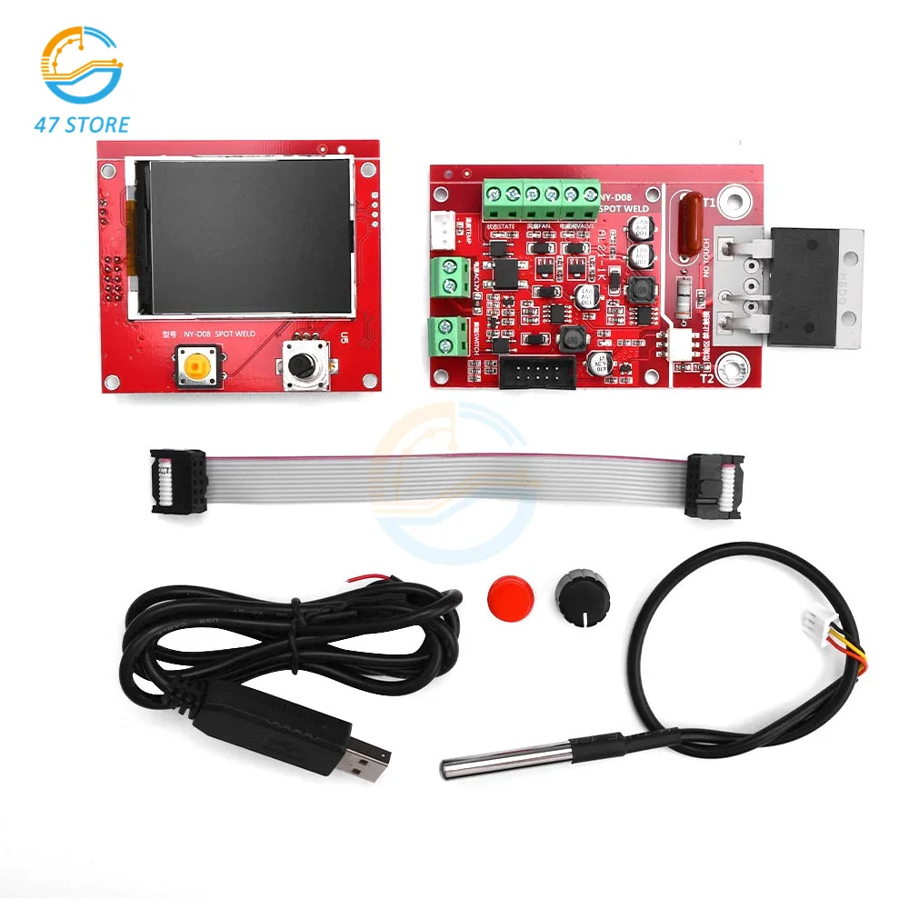 

NY-D08 Spot Welding Machine Controller Pneumatic Color LCD Display Spot Welder Controller Module 100A with Temperature Sensor