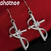 925 sterling silver aaa zircon cross drop earrings for women party engagement wedding birthday gift fashion jewelry