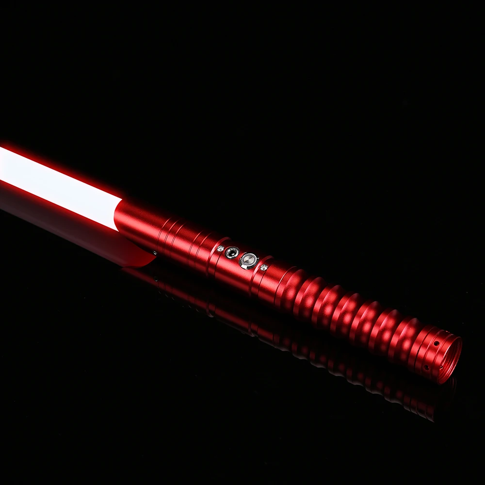 

Red SABKNT Imperial Heavy Lightsaber Lighting Smooth Swing With High Light Infinite 10 Color Changing Lightsaber Blaster Toys