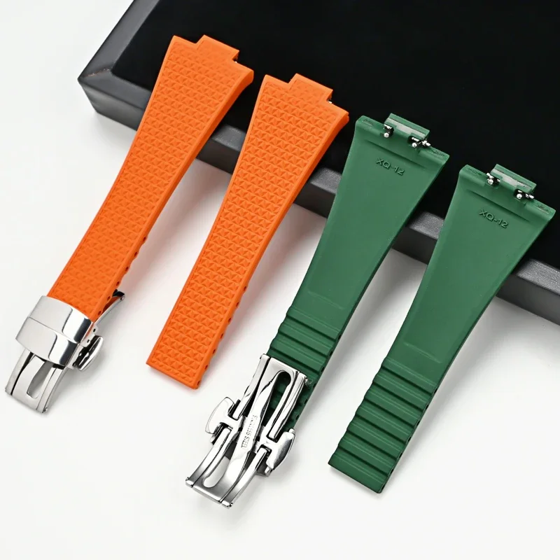 Ремешок из фторкаучука для Tissot PRX Powermatic с пряжкой-бабочкой мужской спортивный