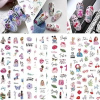 2pcs nail stickers back glue nail stickers christmas flowers butterfly nail decals decoration for nail art manicure beauty