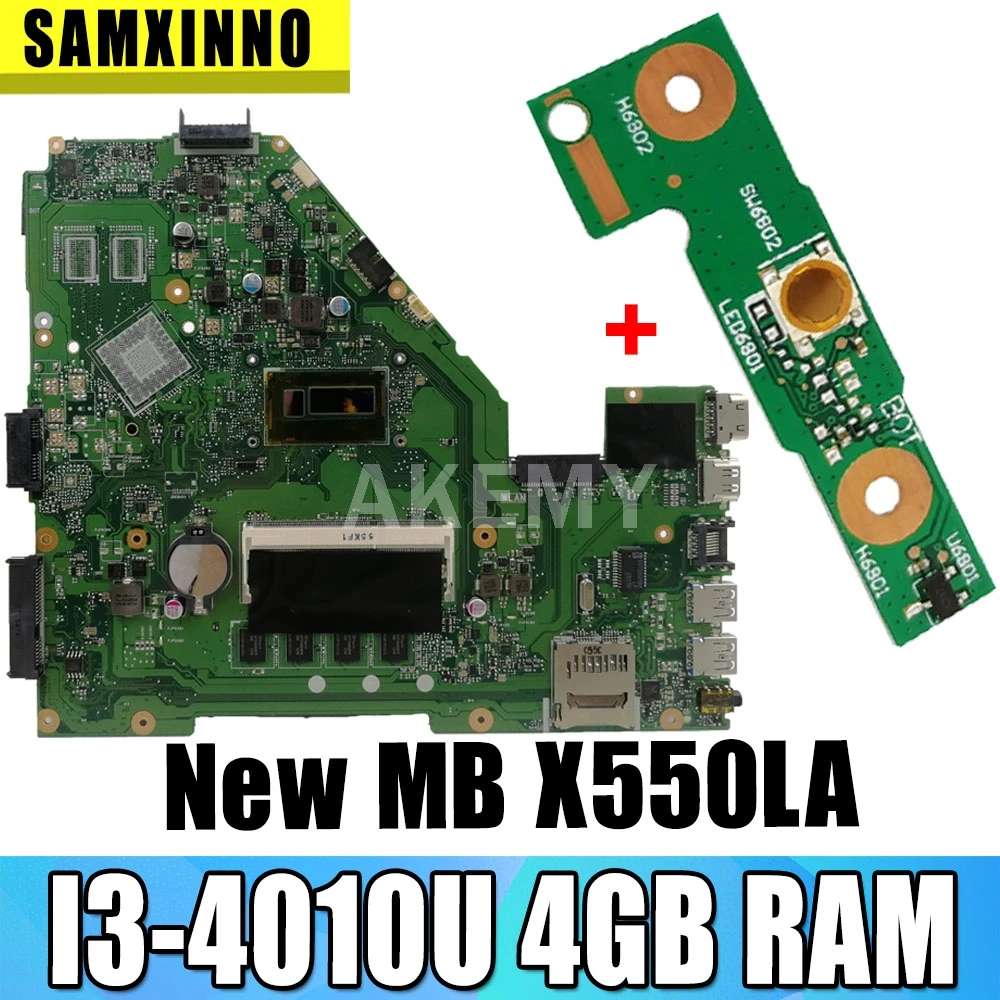 

Akemy X550LA Motherboard I3-4010U 4GB RAM For Asus A550L X550LD R510L X550LC X550L X550LB laptop Motherboard Mainboard