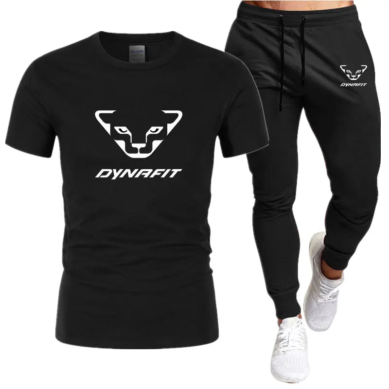 2023 Men's Two Piece Sportswear DYNAFIT Short Sleeve Casual T-shirt and Drawstring Pants Summer Breathable Quick Drying Men's