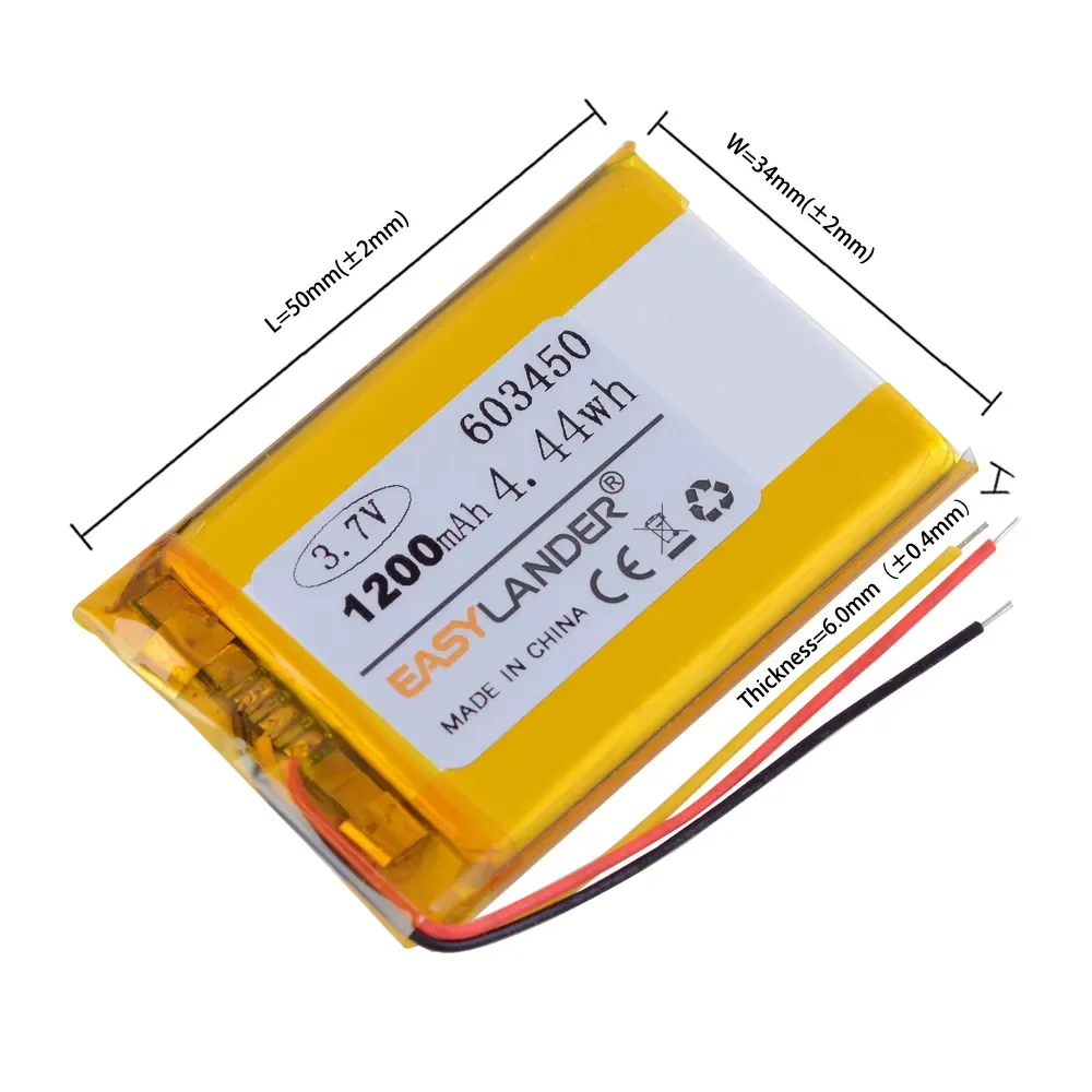 

NEW2023 3 wires 3.7V 1200mAh 603450 Lithium Polymer LiPo Rechargeable Battery replacement for HS70 Corsair headset