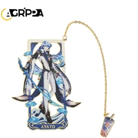 anime genshin impact xiao metal bookmarks classical souvenir hollow out tassels pendant decor collection cosplay xmas gift