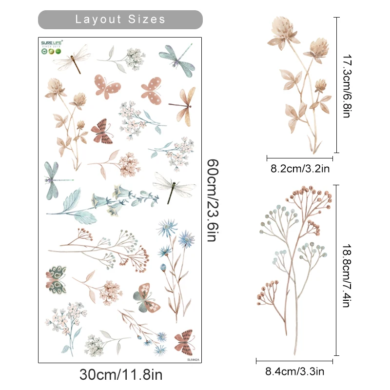 

Детские наклейки на стены Boho Floral Dragonfly