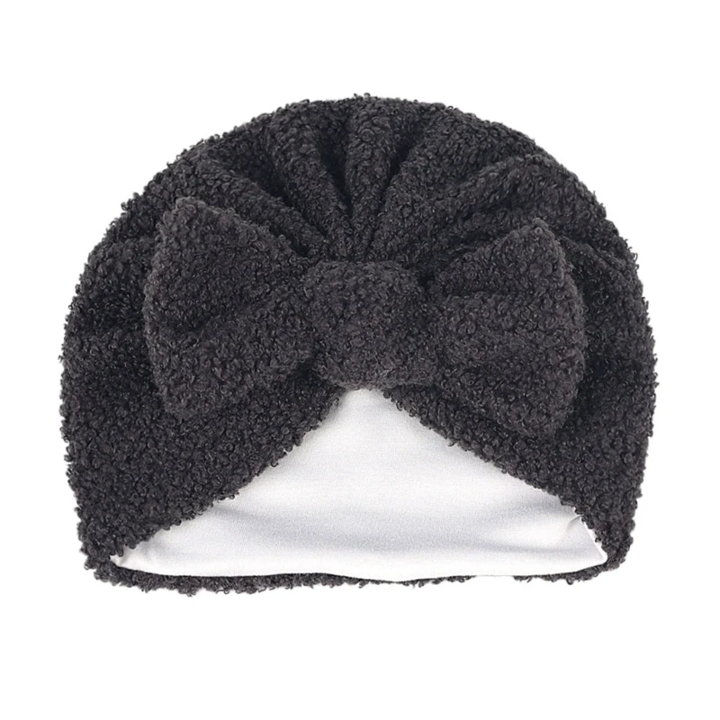 

Infant Turban Hat Baby Beanie Warm Caps Newborns Bow Knot Hat Thick Fleece Hats