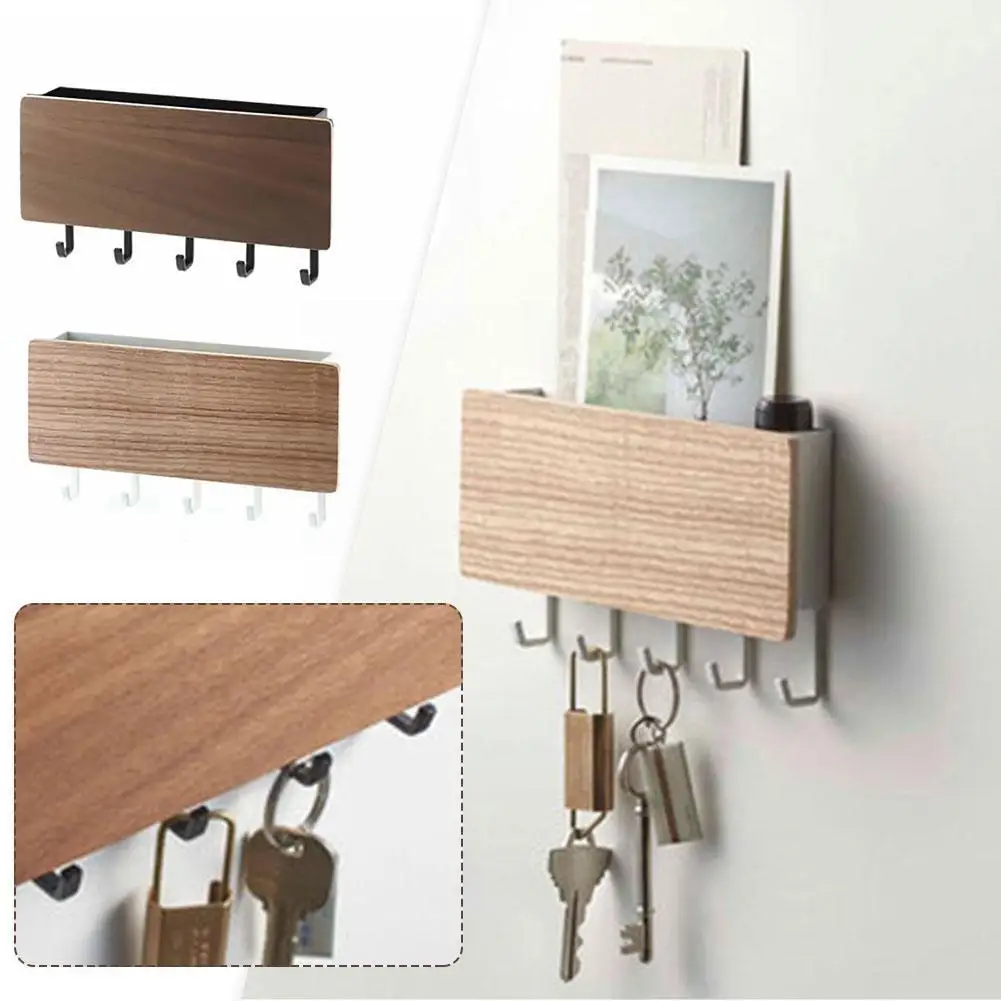 

Wooden Wall-mounted Holder No-drill Hanging Hooks Sunglasses Storage Shelf Decor Sundry Multi-functional Rack Storage H H3l5