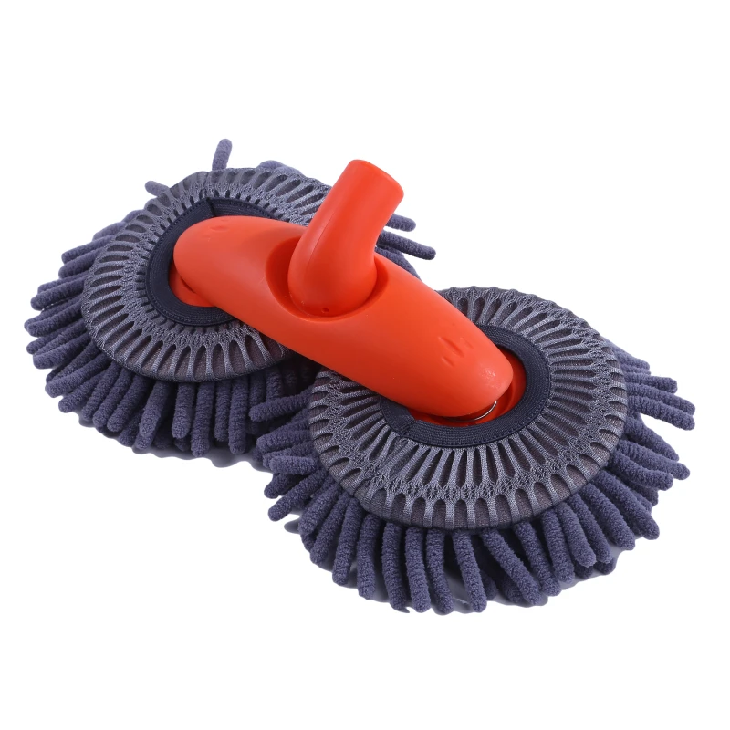 Вращающаяся швабра с двойной щеткой для мытья автомобиля трехсекционная Швабра