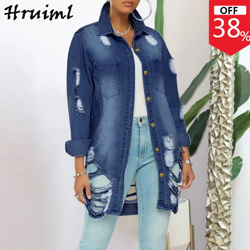 

Женская джинсовая куртка на одной пуговице, с длинным рукавом и отложным воротником, 2022