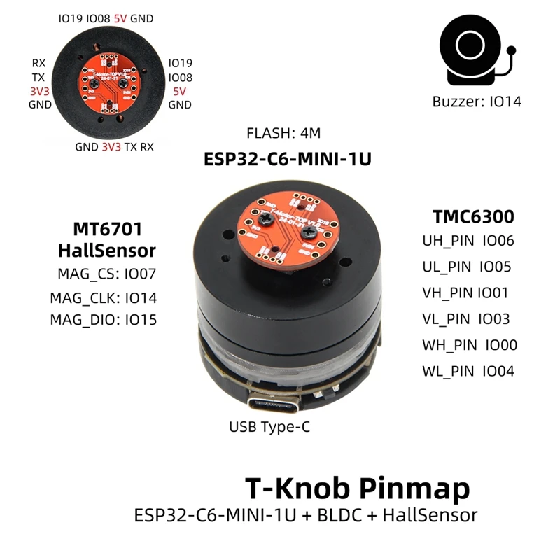 T-Knob ESP32-C6-MINI-1U Высокоэффективный драйвер тока в режиме ожидания с нулевым режимом
