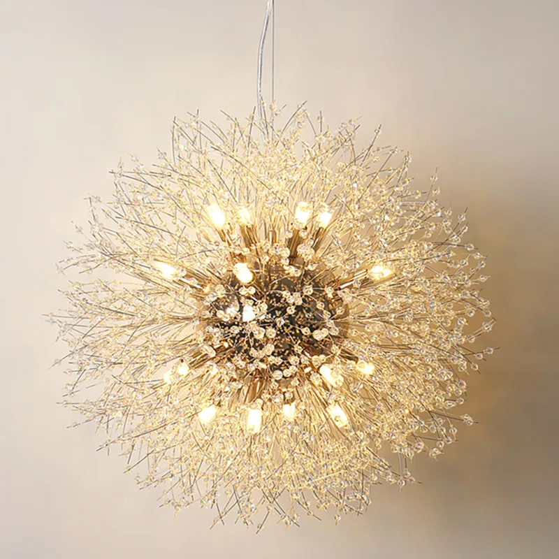 2021 Modern Crystal Dandelion Chandelier Lighting Pendant Lamp For Living Room Dining Room Home Decoration WF-P40GD