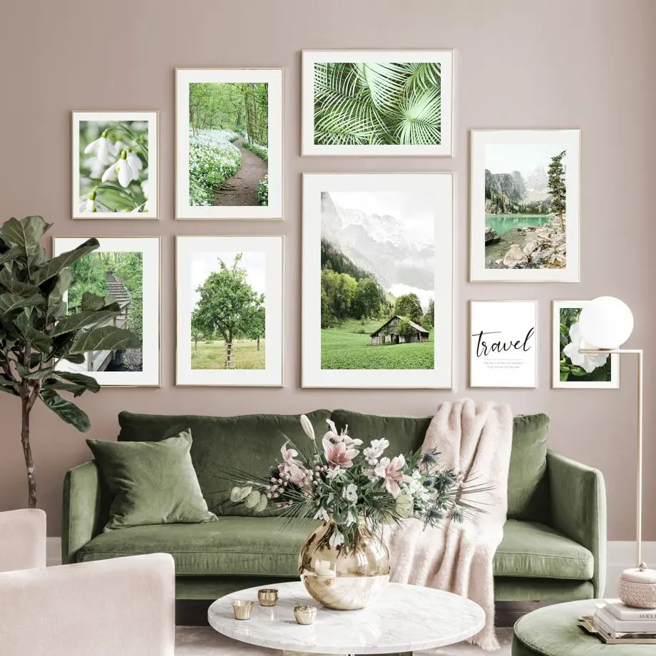 

Mountain Village Lake Forest Bridge Flower Wall Art Canvas Painting Nordic Posters And Prints Wall Picture For Living Room Decor