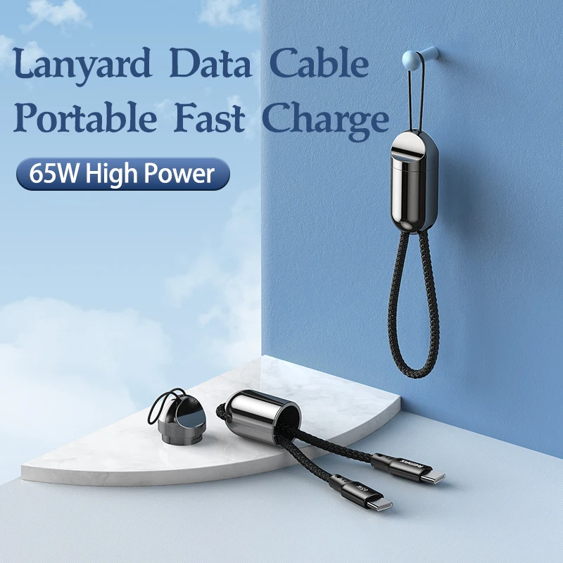 

Remax 20W 65W High Power Fast Charging Portable Lanyard Type C To Type-c to Lightning 1.2m data Cable For Iphone Xiaomi