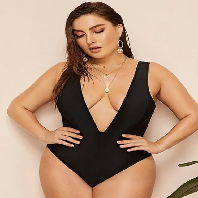 

Женское бикини с рюшами и высокой талией, большие размеры